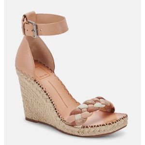 Dolce Vita NILTON Size 8.5M Natural Braided LEATHER Espadrille Wedge Sandals NEW